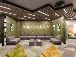Design for office, bank, restaurant, bar, beauty salon