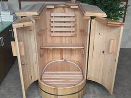 Mini sauna Linden, phito barrel sauna with steam generator, home sauna cabins